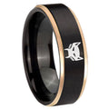 8mm Maximal Rose Gold Step Edge Black Tungsten Promised Ring