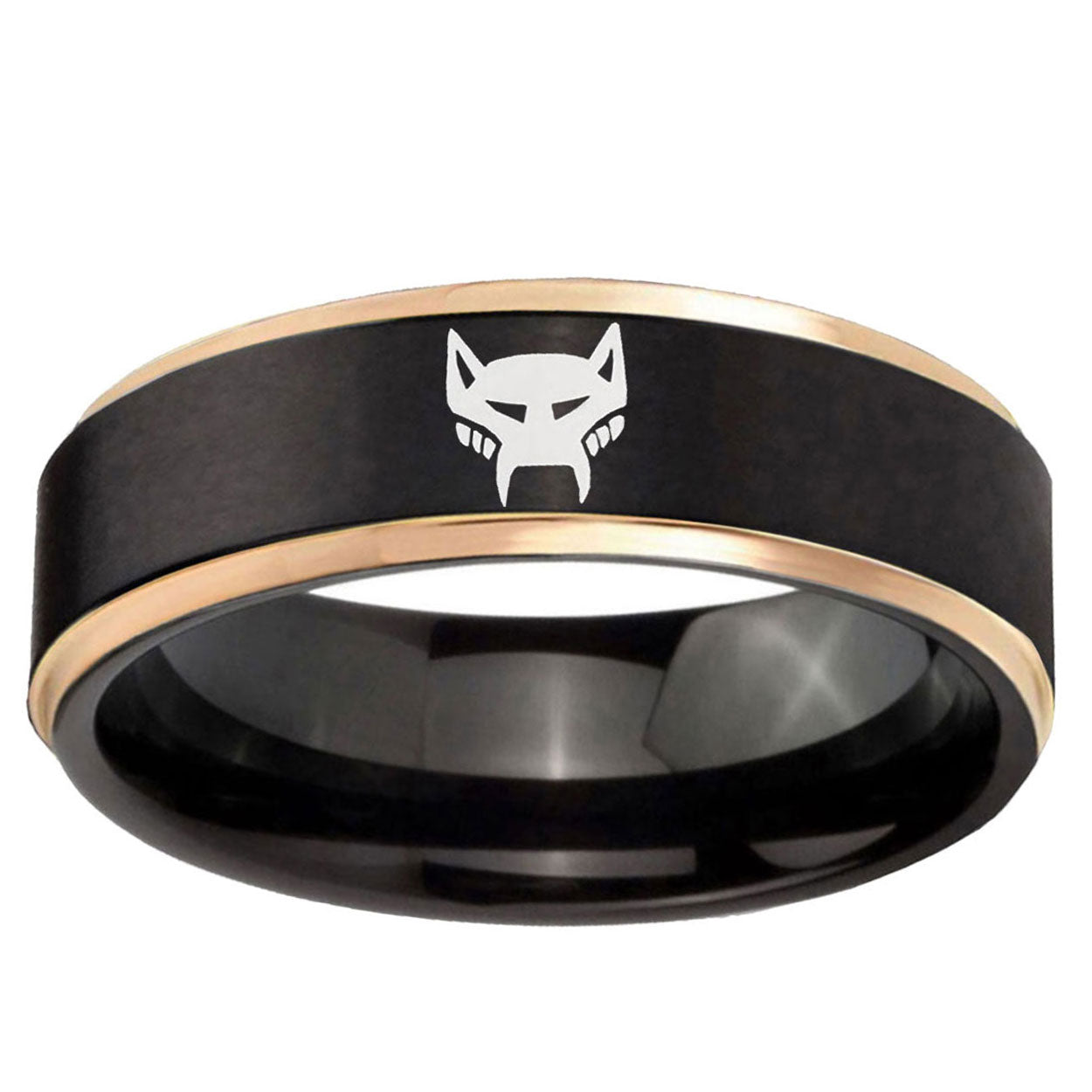6mm Maximal Rose Gold Step Edge Black Tungsten Promised Ring