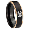 8mm Metroid Rose Gold Step Edge Black Tungsten Promised Ring
