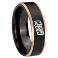 8mm Mountain Dew Rose Gold Step Edge Black Tungsten Ring