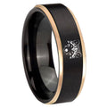 8mm Wolf Rose Gold Step Edge Black Tungsten Bands Ring