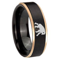 8mm Chimpanzee Rose Gold Step Edge Black Tungsten Ring