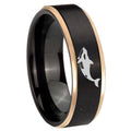 8mm Keller Whale Rose Gold Step Edge Black Tungsten Ring