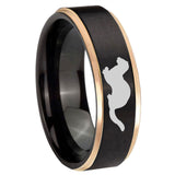 8mm Otter Rose Gold Step Edge Black Tungsten Carbide Men's Wedding Ring