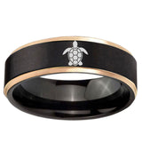 6mm Sea Turtle Design Rose Gold Step Edge Black Tungsten Engage Ring