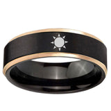 6mm Sun Design Rose Gold Step Edge Black Tungsten Carbide Wedding Bands