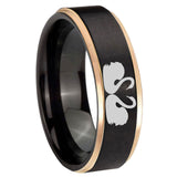 8mm Swans Design Rose Gold Step Edge Black Tungsten Carbide Wedding Ring