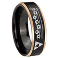 8mm Ocarina Songs Zelda Rose Gold Step Edge Black Tungsten Ring