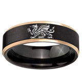 6mm Dragon Rose Gold Step Edge Black Tungsten Carbide Rings for Men
