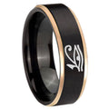 8mm Seeing Eye Rose Gold Step Edge Black Tungsten Band