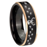 8mm Deer Antler Rose Gold Step Edge Black Tungsten Carbide Men's Wedding Band