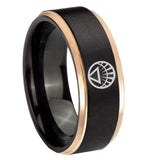 8mm White Lantern Step Edge Black Rose Gold Tungsten Steel Rings