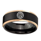6, 8mm White Lantern Step Edge Black Rose Gold Tungsten Steel Rings