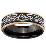 6mm Celtic Braided Rose Gold Step Edge Black Tungsten Carbide Men's Wedding Ring