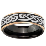 6mm Celtic Knot Infinity Love Rose Gold Step Edge Black Tungsten Engraved Ring
