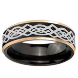 6mm Celtic Knot Rose Gold Step Edge Black Tungsten Carbide Wedding Band Men's