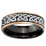 6mm Celtic Knot Love Rose Gold Step Edge Black Tungsten Engagement Ring