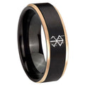 8mm Stigma Sangrando Berserk Inspired Rose Gold Step Edge Black Tungsten Ring