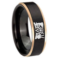 8mm Zelda Link Rose Gold Step Edge Black Tungsten Ring