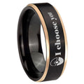 8mm Pokeball Pokemon Rose Gold Step Edge Black Tungsten Ring