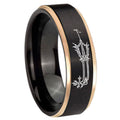 8mm Geekery Oathkeeper Kingdom Hearts Rose Gold Step Edge Black Tungsten Ring