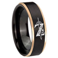 8mm Zelda Breath Of The Wild Rose Gold Step Edge Black Tungsten Ring
