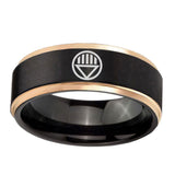 6, 8mm Black Lantern Step Edge Black Rose Gold Tungsten Men's Wedding Band