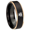 8mm Transformers Maximal Rose Gold Step Edge Black Tungsten Ring