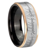 8mm Lord Of The Rings Step Edge Rose Gold Silver Carbide Wedding Bands