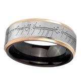 8mm Lord Of The Rings Step Edge Rose Gold Silver Carbide Wedding Bands
