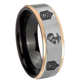 8mm Marine Army Sergeant Rose Gold Step Edge Gray Tungsten Carbide Men's Bands Ring