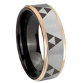 8mm Multiple Zelda Triforce Rose Gold Step Edge Gray Tungsten Ring