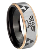 8mm-Legend-Triforce-Zelda-Gray-Rose-Gold-Step-Edges-Tungsten-Carbide-Mens-Ring