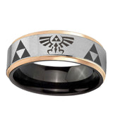 8mm-Legend-Triforce-Zelda-Gray-Rose-Gold-Step-Edges-Tungsten-Carbide-Mens-Ring