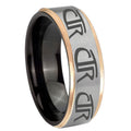 8mm Multiple CTR Rose Gold Step Edge Gray Tungsten Ring