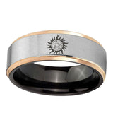 8mm Supernatural Step Edge Rose Gold Silver Engrave Rings