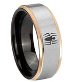 8mm-Spiderman-Gray-Rose-Gold-Step-Edges-Tungsten-Carbide-Mens-Ring