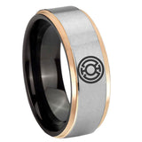 8mm Blue Lantern Step Edge Rose Gold Silver Engrave Rings