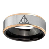 8mm-Deathly-Hallows-Gray-Rose-Gold-Step-Edges-Tungsten-Carbide-Mens-Ring