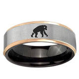 Chimpanzee Rose Gold Step Edge Gray Tungsten Custom Ring