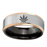 8mm-Marijuana-Leaf-Gray-Rose-Gold-Step-Edges-Tungsten-Carbide-Mens-Ring