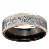 Celtic Zelda Rose Gold Step Edge Gray Tungsten Carbide Men's Engagement Band