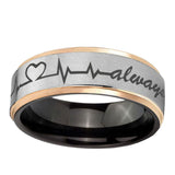 8mm-Heart-Beat-forever-Heart-always-Gray-Rose-Gold-Step-Edges-Tungsten-Carbide-Mens-Ring
