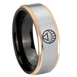 8mm White Lantern Step Edge Rose Gold Silver Man Band Rings