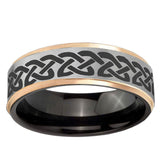 Celtic Knot Love Rose Gold Step Edge Gray Tungsten Engagement Ring