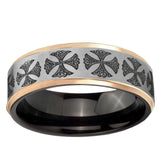 Medieval Cross Rose Gold Step Edge Gray Tungsten Men's Band