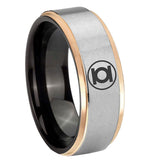 8mm Green Lantern Step Edge Rose Gold Silver Man Band Rings