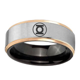 8mm Green Lantern Step Edge Rose Gold Silver Man Band Rings