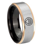 8mm Black Lantern Step Edge Rose Gold Silver Male Rings Wedding