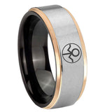 8mm Gray Lantern Step Edge Rose Gold Silver Comfort Wedding Band